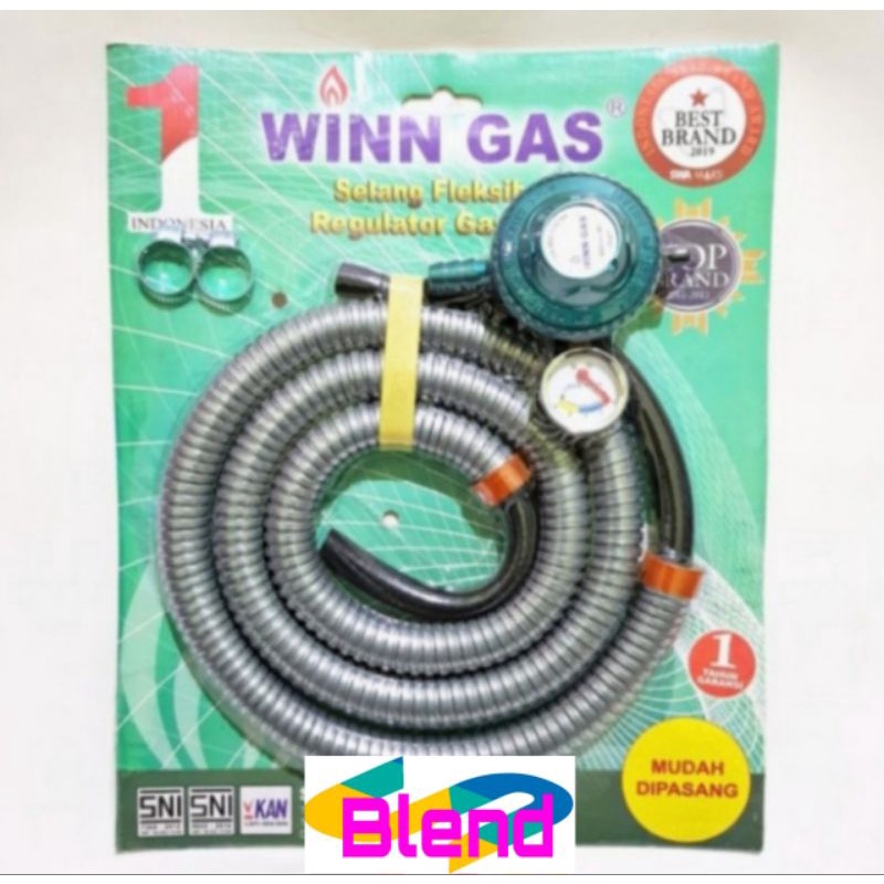 Winn Gas PAKET Bodi Besar Regulator+Selang 1,8 Flexible Pengaman Amper