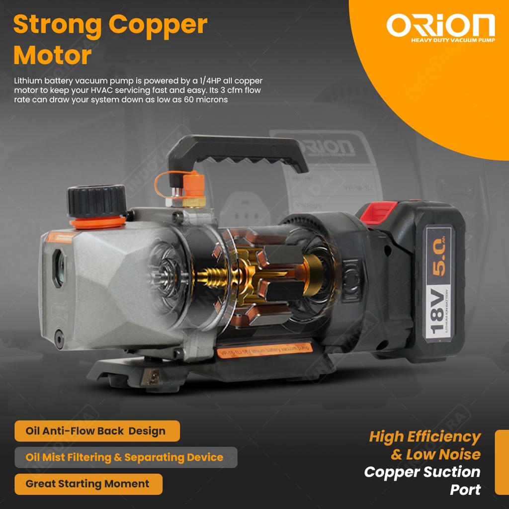 Cordless Vacuum Pump Mesin Pompa Vacuum Orion Lithium VP-18-1Li