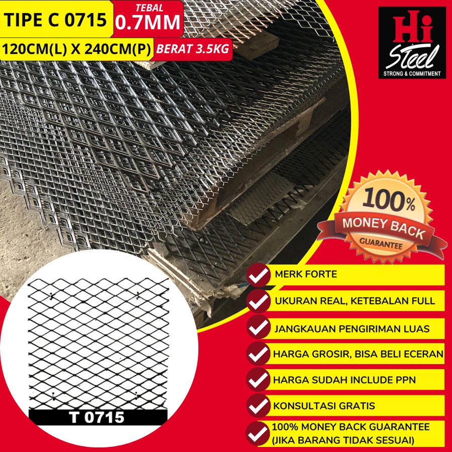 Expanded Metal Besi Tipe T 0715 - 120cm x 240cm