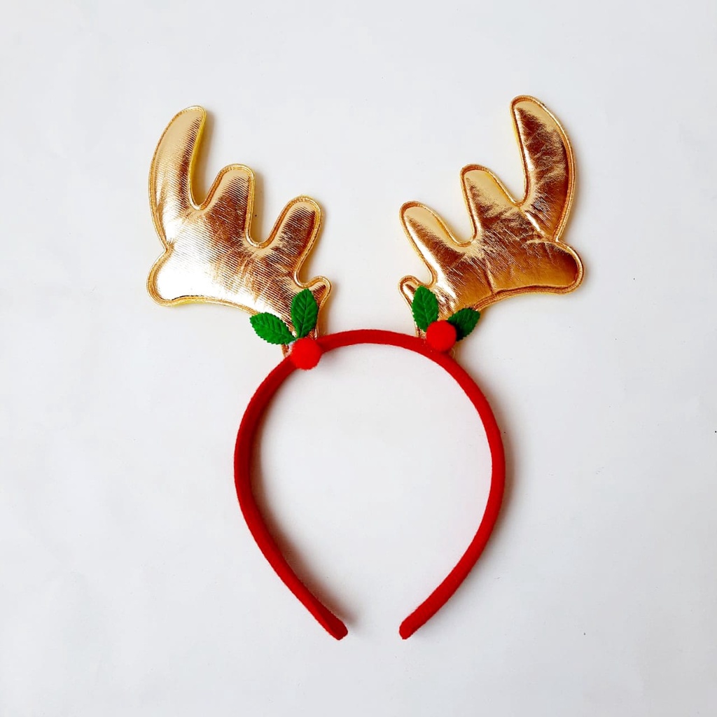 Bando Natal Tanduk Rusa Metalik Merah Kado Natal Christmas Headband Bando Rusa Natal Ornamen Kado Christmas Murah