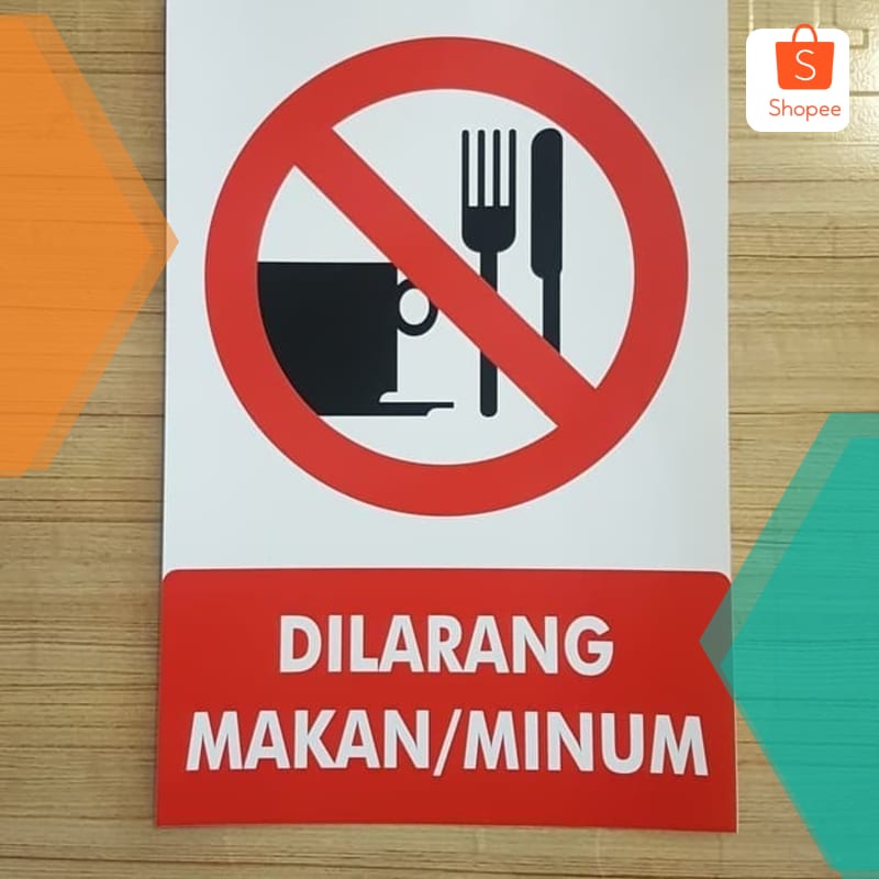 

Grosir DILARANG MAKAN DAN MINUM 30X20CM STICKER SIGN RAMBU K3 LABEL LARANGAN Keren