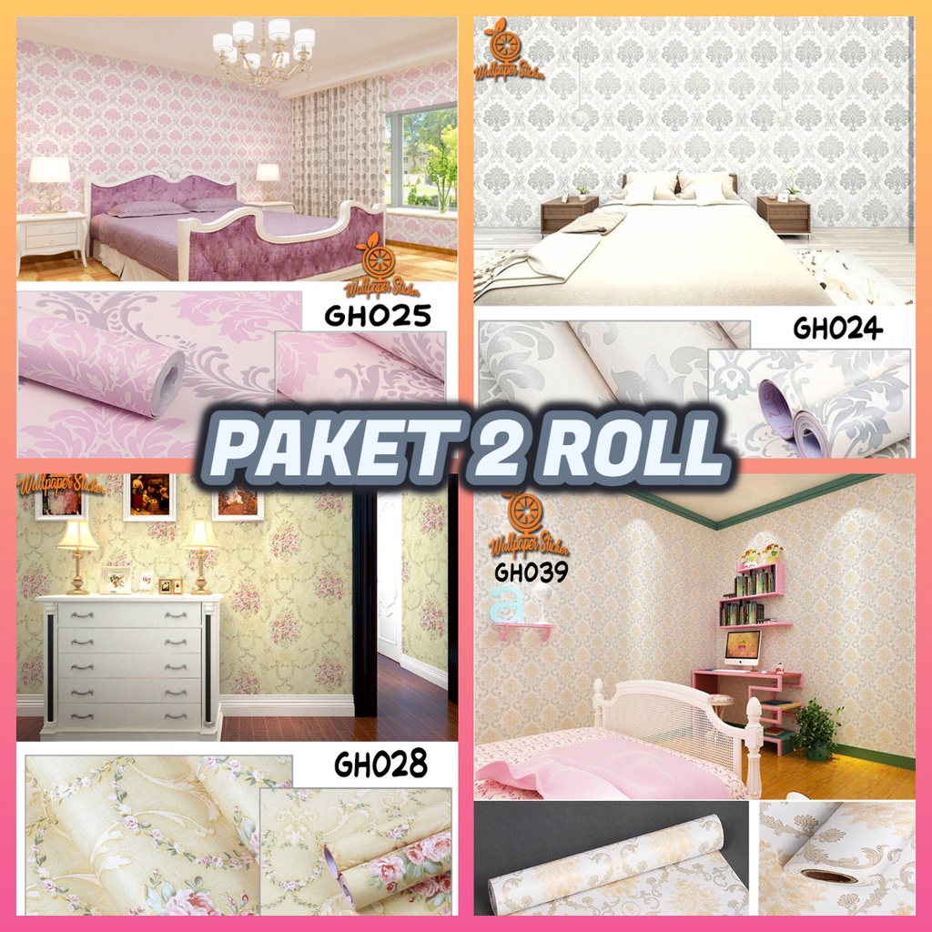 PAKET 2 ROLL Wallpaper StikerDinding uk 45CMx 5M Premium High Quality Bisa Cod