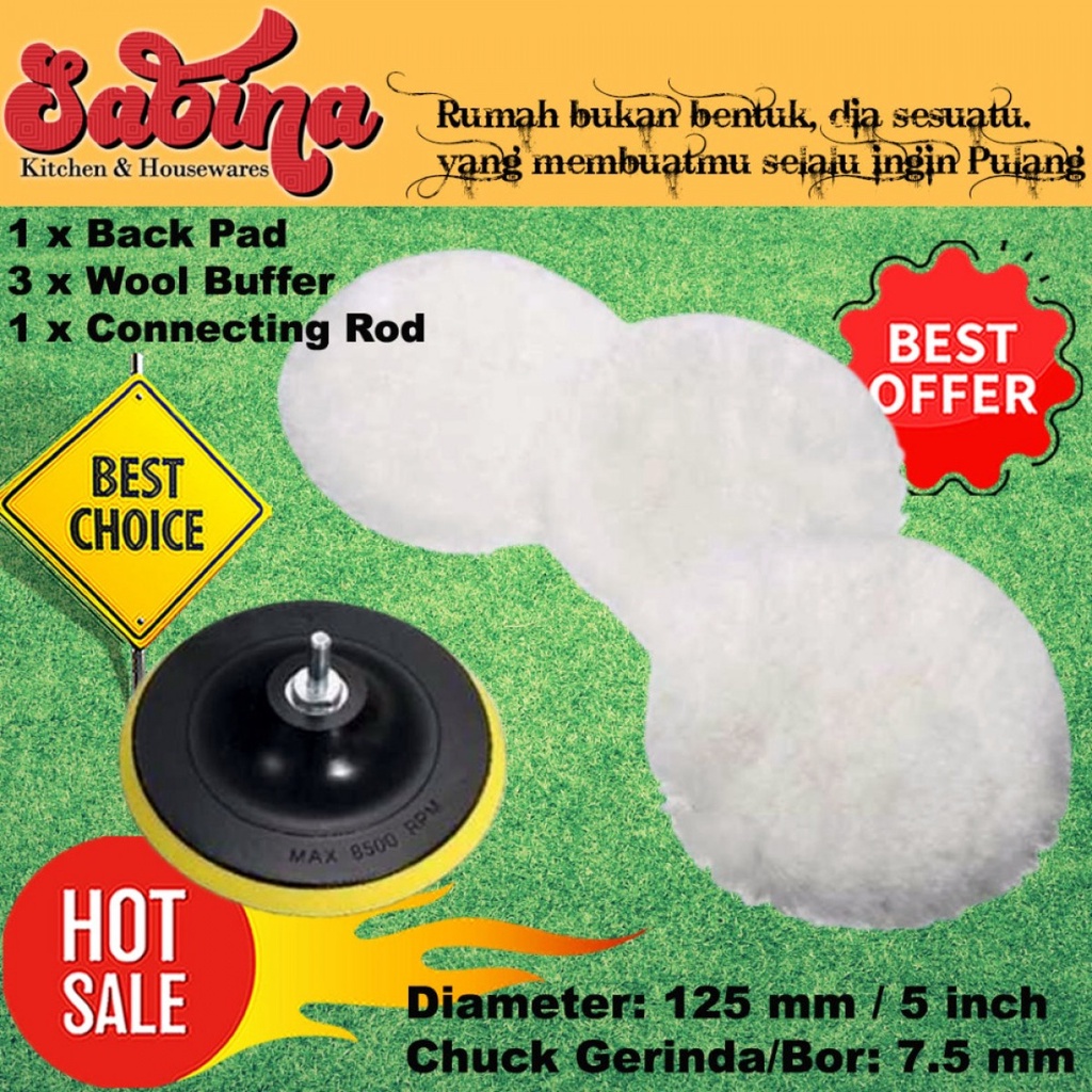 Mata Bor Poles Pad Polishing Wol Waxing Wheel 5 Inch 3Pcs Wool Buffer