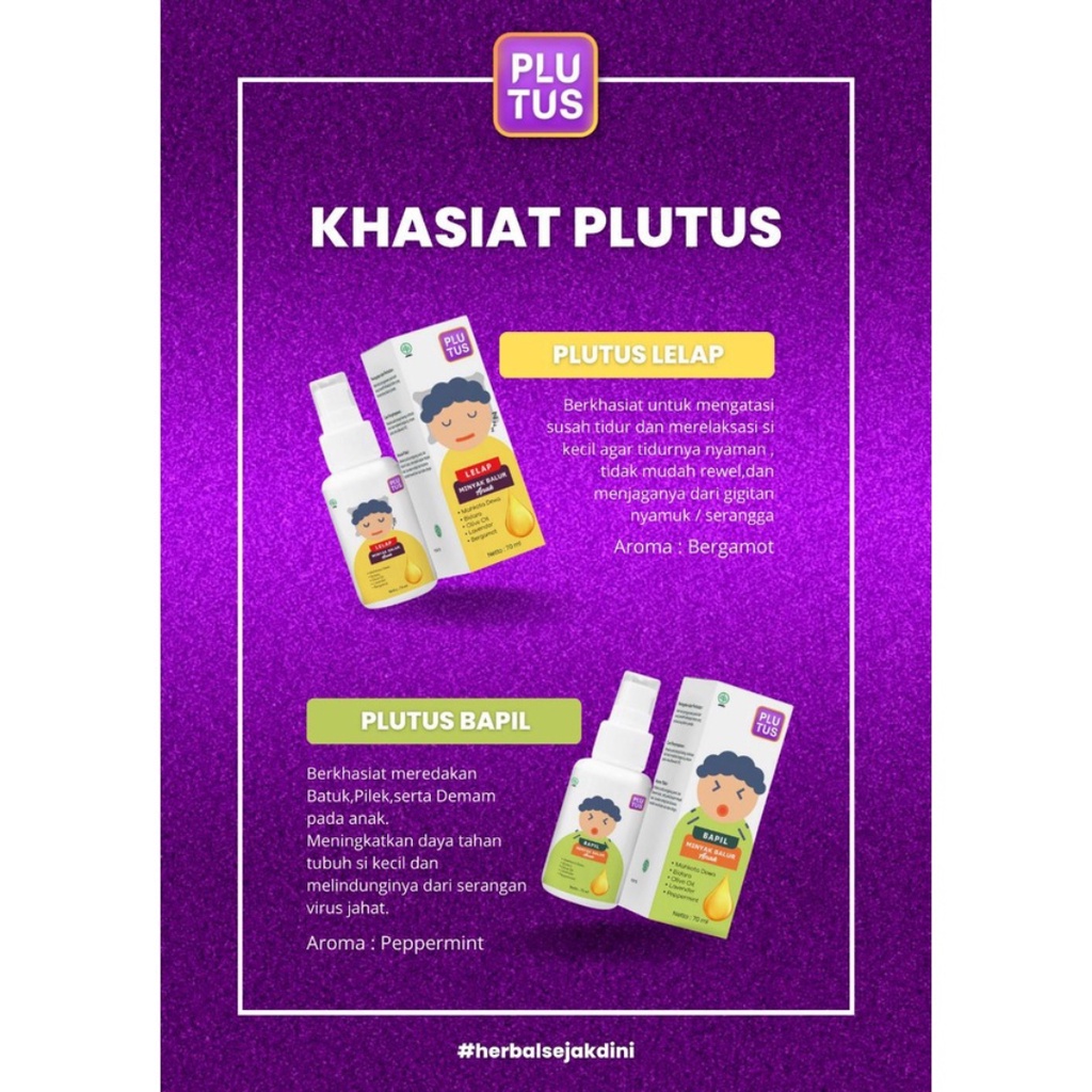 Plutus Lelap 70 ml Aroma Bergamot Minyak Balur Anak Minyak Telon Plus