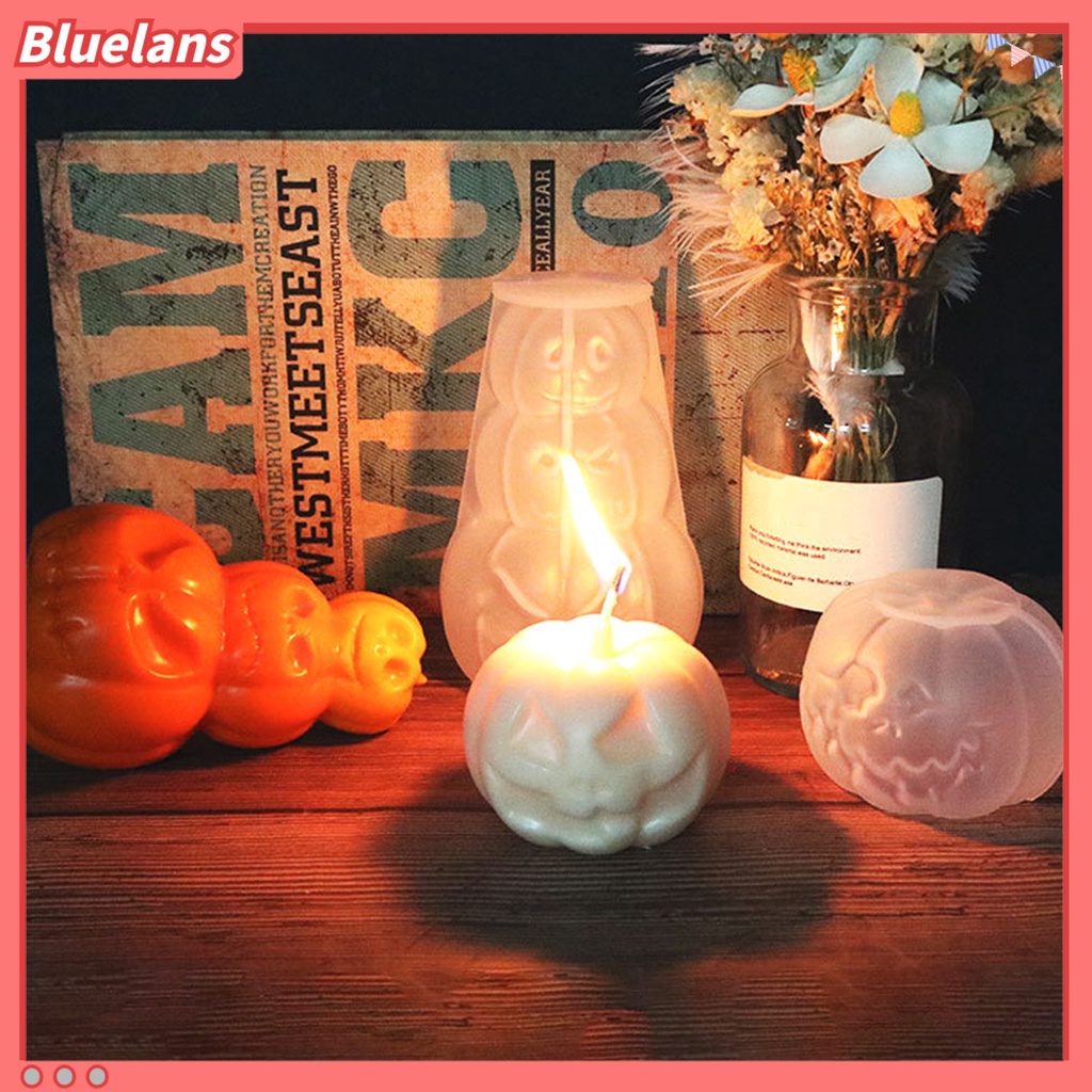 Cetakan Lilin Bentuk Labu Halloween Bahan Silikon Food Grade Ramah Lingkungan Anti Lengket Reusable