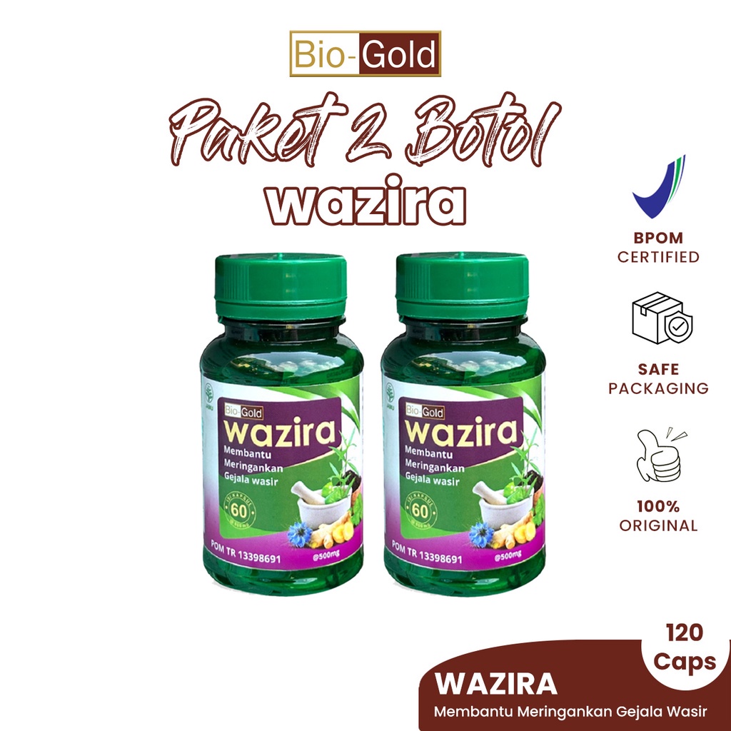 [ PAKET 2 BOTOL ] Wazira Obat Wasir Herbal Ambeien Dalam Ambeyen Ambien Wasira isi 60 Kapsul Bio Gol