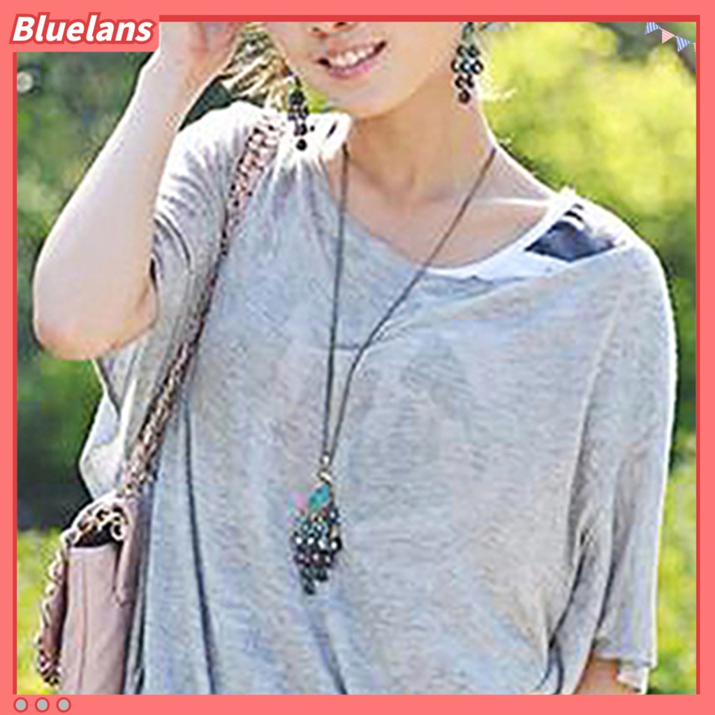 Bluelans Anting Kait Gantung Wanita Desain Merak Gaya Bohemian / Vintage Untuk Pesta