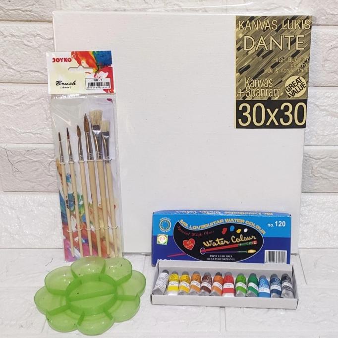 

PAKET MELUKIS SET Kanvas 30X30 Kuas Palet