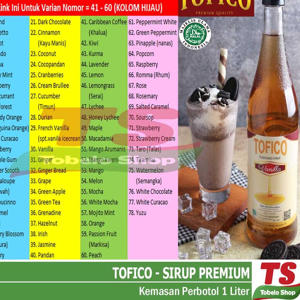 

Kualitas Premium.. TOFICO SIRUP (1Liter) untuk no. 41 - 60 / TOFICO SYRUP / SIRUP TOFICO / SYRUP TOFICO TS6