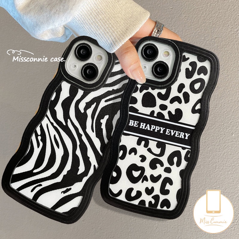 Couple Case Redmi 12C 9 9T 9C 9A 10A A1+10 10C 9C NFC Redmi Note10 9 Note 8 Note 11 Pro+10s 11s Note 10 Pro Max Plus INS Fashion Motif Leopard Zebra Bergelombang Penutup Tepi