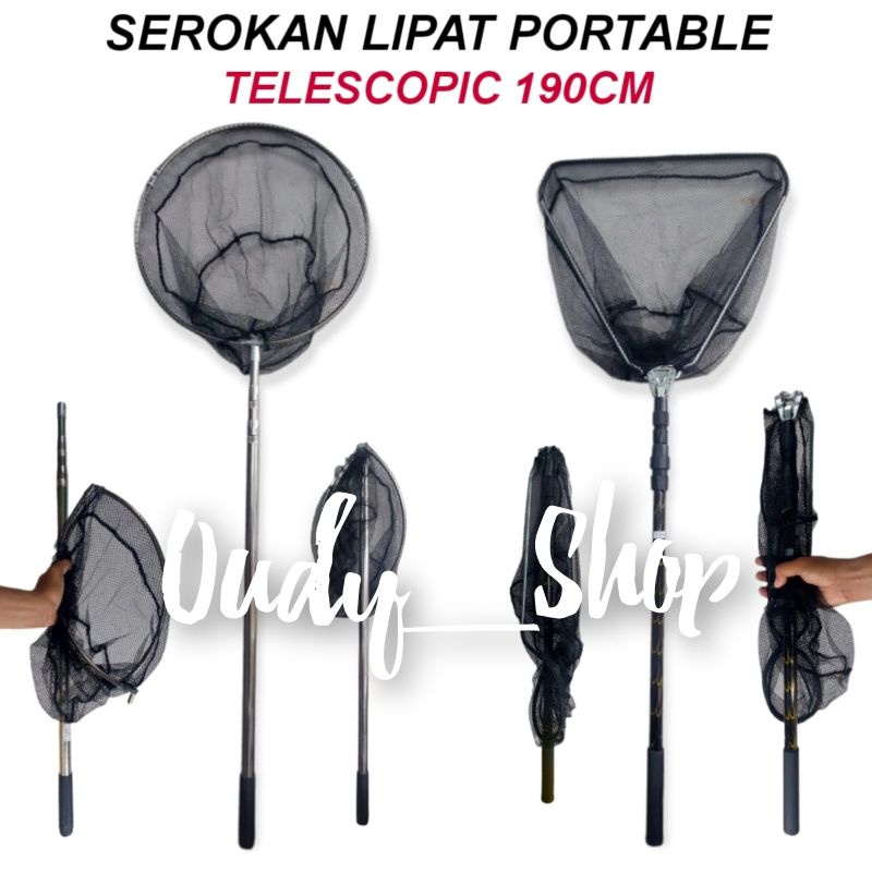 Serokan Jaring Ikan Besar Mancing Lipat Portable Teleskopik