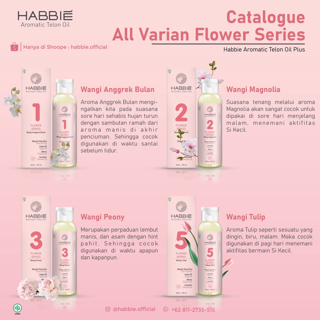 Minyak Telon Habbie Flower Series Aromatic Telon Oil 100ml