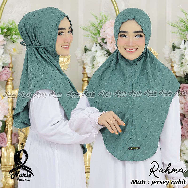 (Ori Nurie) RAHMA •jilbab instan jersey cubit•bergo instan jersey tali