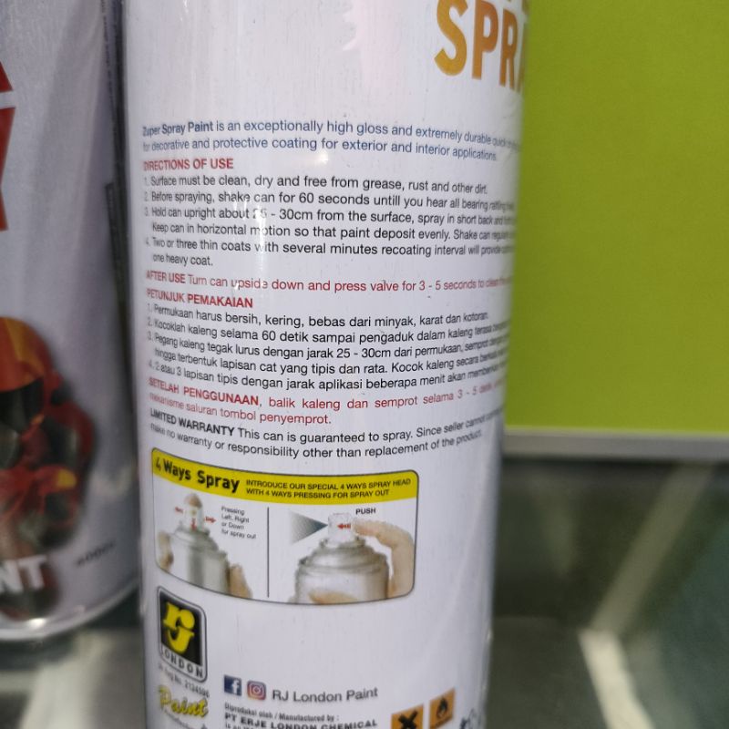 ZUPER Spray Paint Pilox Pilok Zuper Silver Glossy Perak 36 400cc Cat Semprot Zuper Acrylic Ukuran Besar 400 cc Quick Drying Formula /Cepat Kering