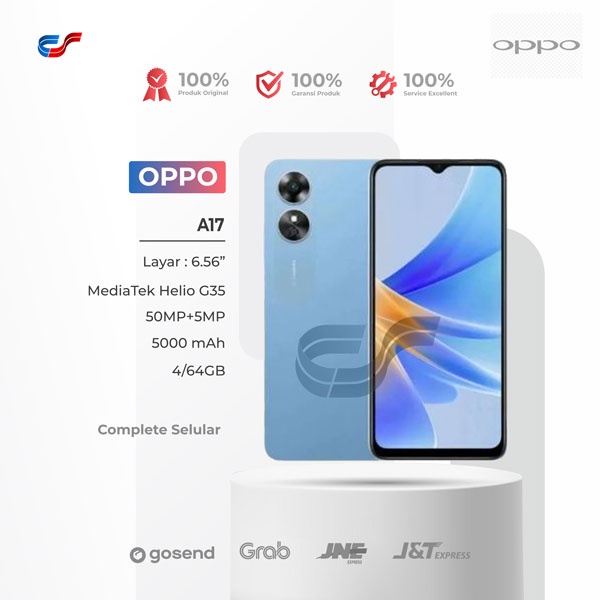 Oppo A17 4/64GB - MediaTek MT6765 Helio G35-  5000 mAh Garansi Resmi