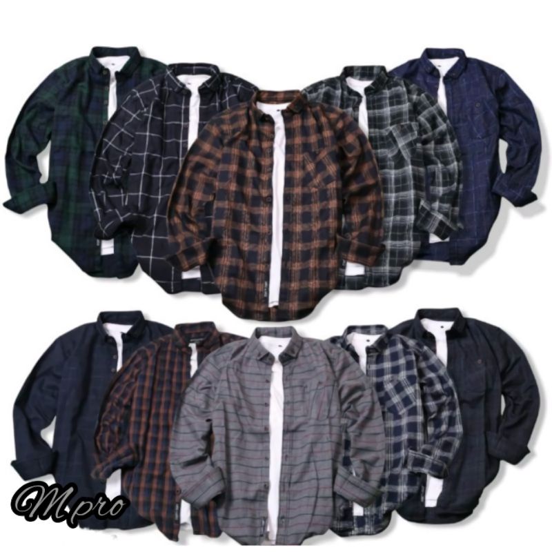 Kemeja Flanel Pria Wanita Lengan Panjang Distro Fanel Motif Kotak Premium