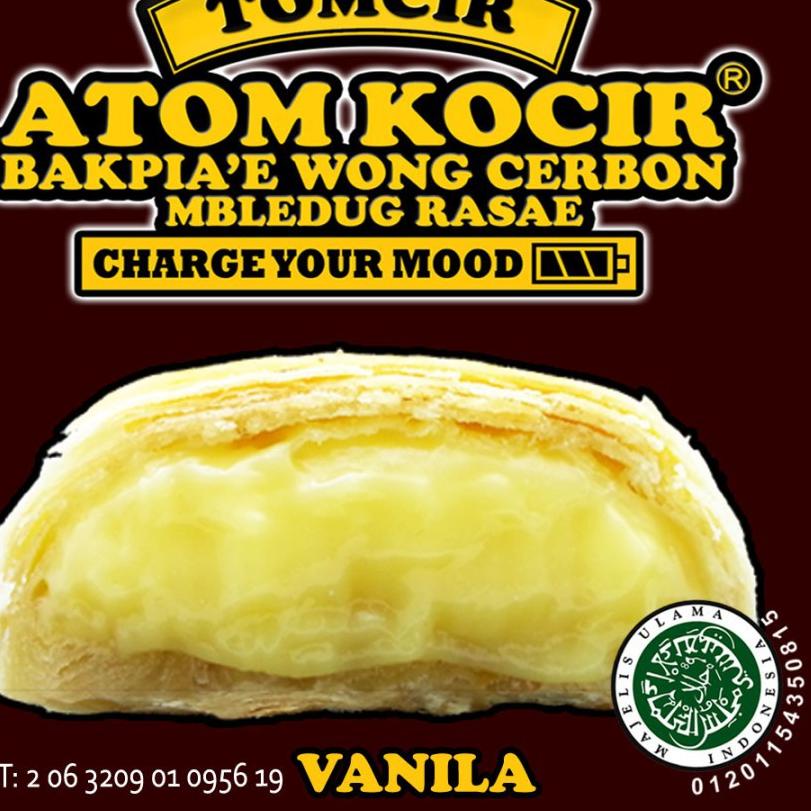 

Promo Sekarang--Tomcir Atom Kocir Vanila Bakpia Cirebon 1 pack isi 5