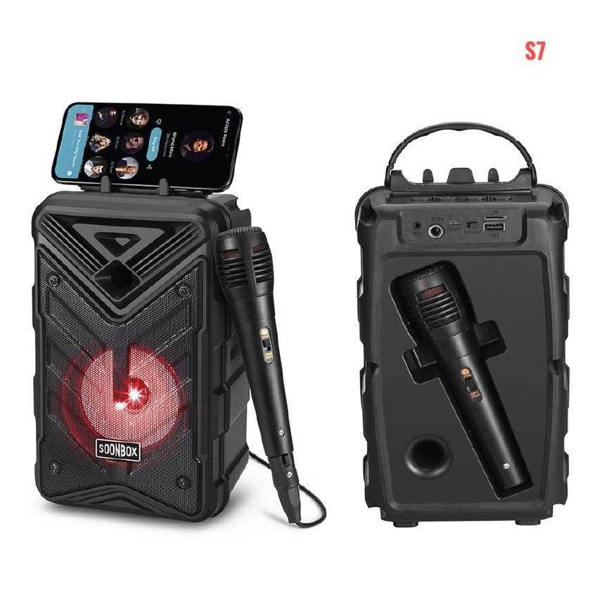 SPEAKER SOONBOX S5 S6 S7 + MIC KARAOKE BLUETOOTH 25CM WIRELESS SPEAKER PORTABLE SPEAKER MUSIC BOX BLUETOOTH