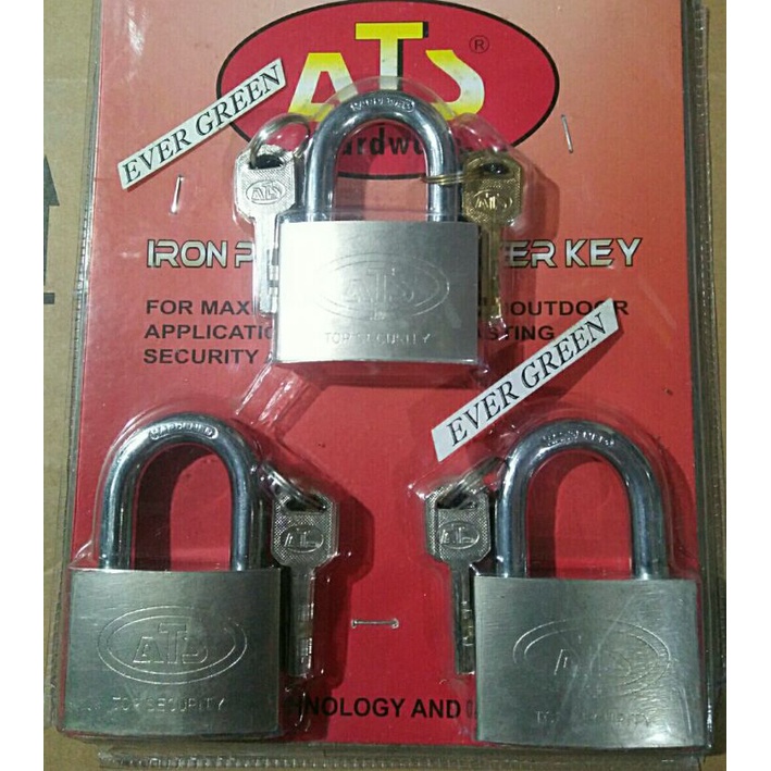 Kunci Gembok 60/50 mm - 3 pcs Master Key - 1 Anak Kunci untuk 3 Gembok . Alat Pengaman 16 Anak Kunci