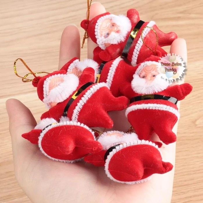 OS17807 Set 6pcs Hiasan Gantungan Dekorasi Pohon Natal Santa Merah 5cm