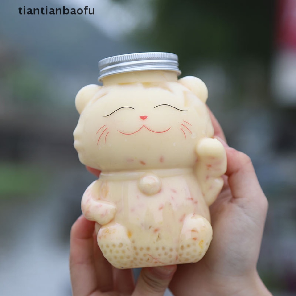 Botol Jus / Susu / Teh / Jus Homemade Desain Kucing Transparan