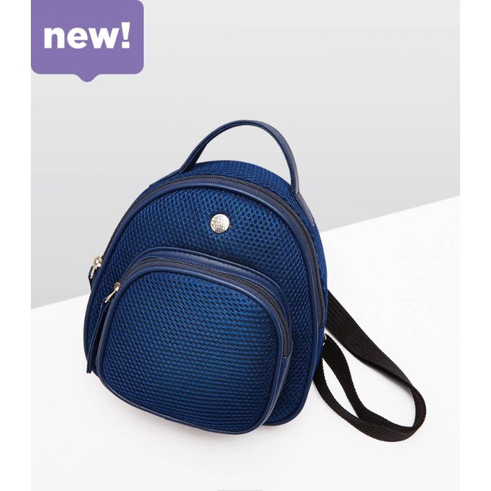 Tas Punggung Ransel Mini Wanita Bahan Kulit Halinka Mesh Navy Original Sophie Martin Paris Promo Ter
