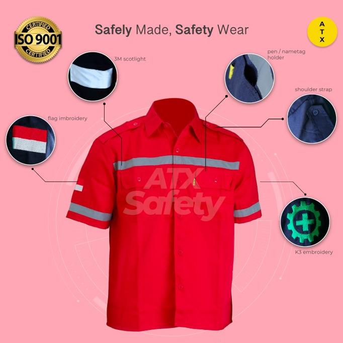 Wearpack Safety Lengan Pendek Baju Seragam Kerja Proyek Safety K3