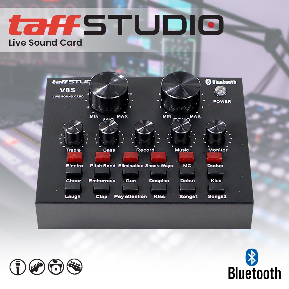 TaffSTUDIO Bluetooth Audio USB External Soundcard TFSK07BK - V8S - Black