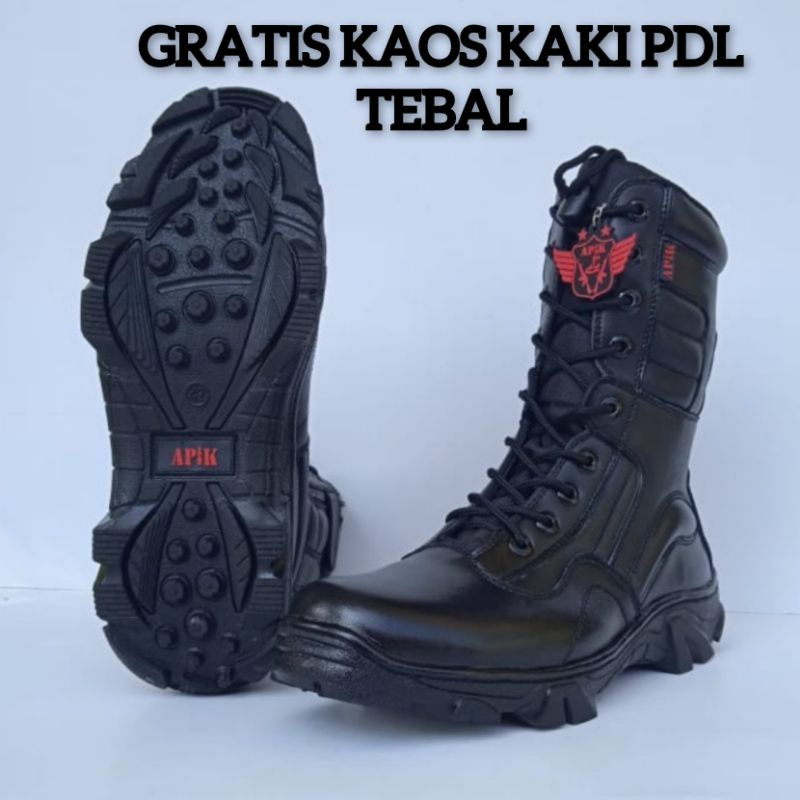 SEPATU PDL LGR SOL DELTA BAHAN KULIT SAPI ASLI MERK APIK SEPATU PDL DINAS LAPANGAN TNI POLRI SECURITY SATPAM