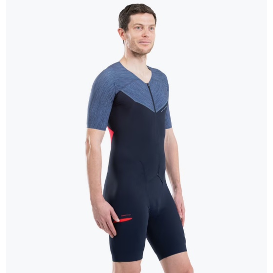 Baju Trisuit Sepeda Pria Van Rysel Triathlon Aptonia Long Distance Blue