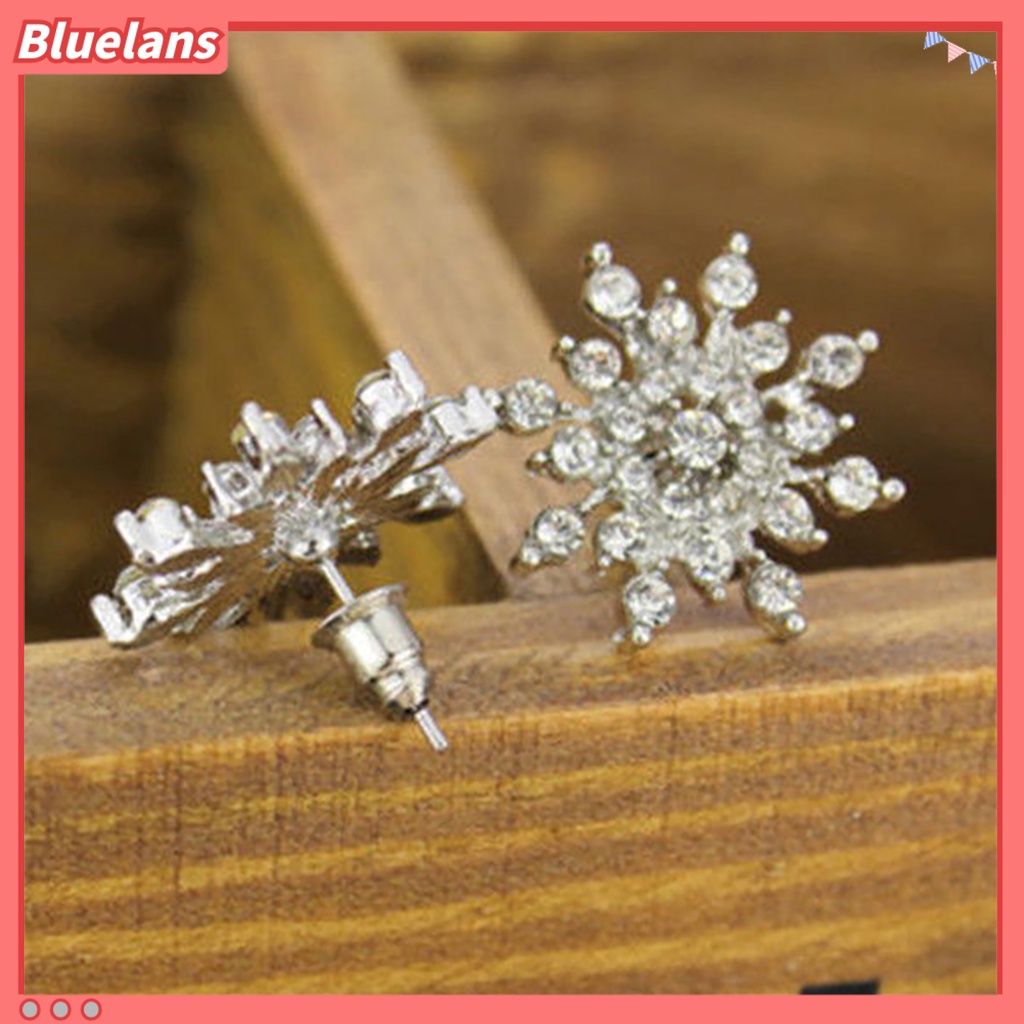 Bluelans 1 Pair Women Fashion Elegant Snowflake Rhinestone Earrings Ear Studs Jewelry Gift