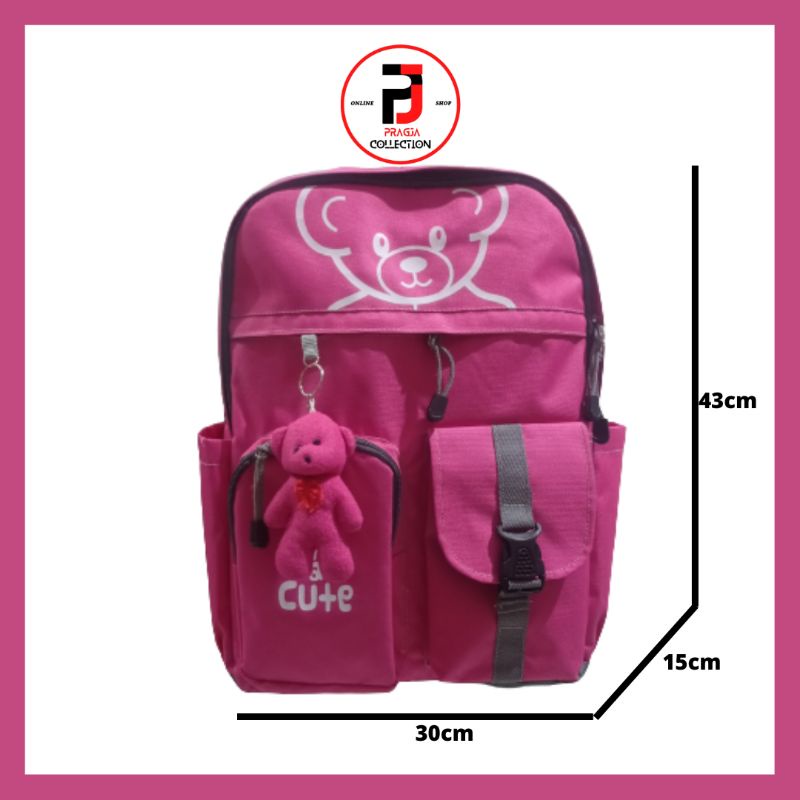 Tas Ransel Anak Sekolah Tas Ransel Cewe Gratis Boneka + Raincover