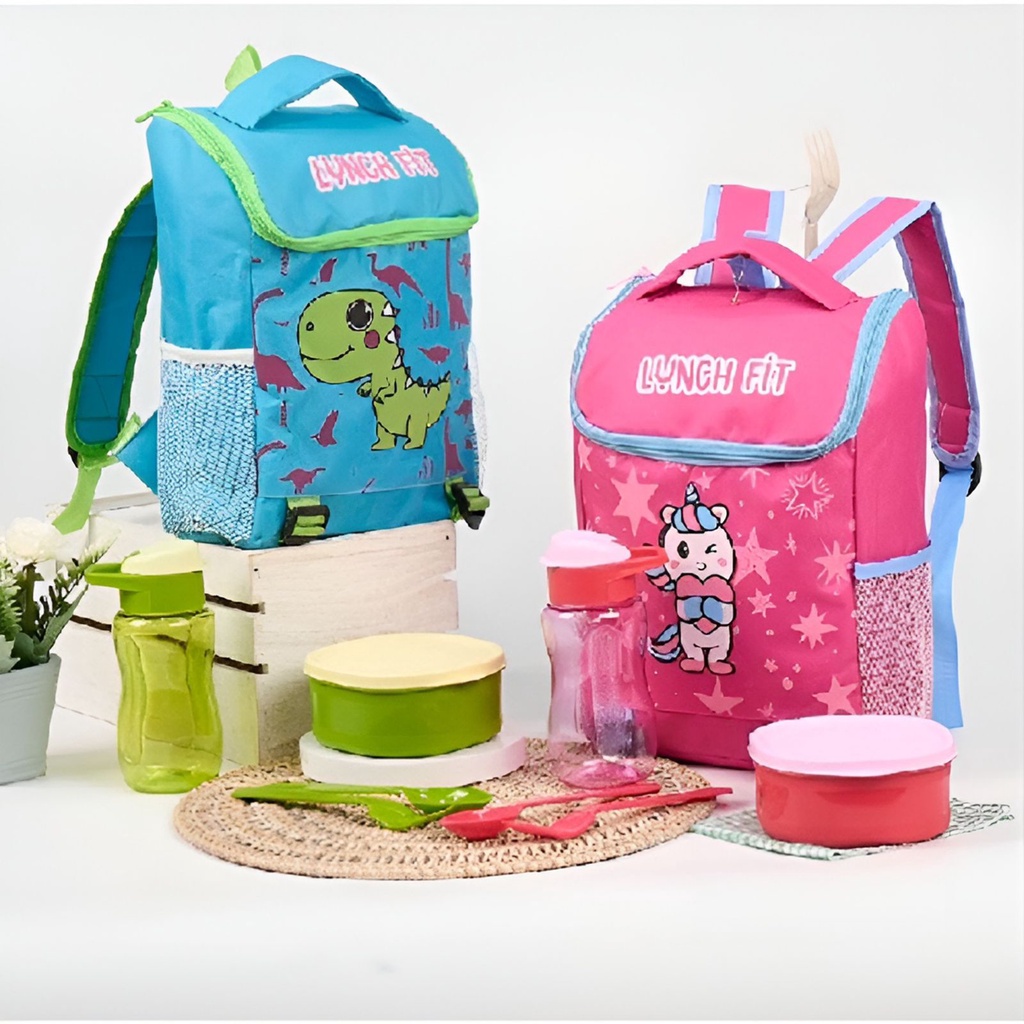 LUNCH BOX KARAKTER TEMPAT BEKAL MAKAN DAN BOTOL MINUM FREE PACKING BUBBLE FBL