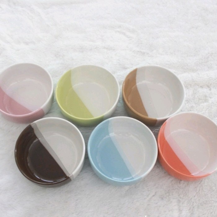 Mangkok Keramik Tebal Two Tone 2/Porcelain Bowl/Mangkuk Makan Cantik