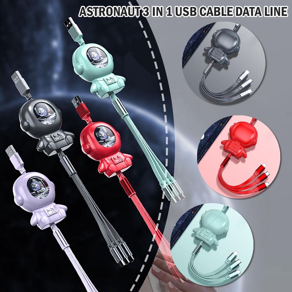 3 In 1 Kabel Data / Charger Usb Tipe-c Multifungsi Fast Charging Untuk Android / Iphone