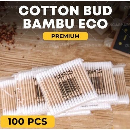 COTTON BUD buds swab bambu kayu pembersih korek kuping isi 100 pcs