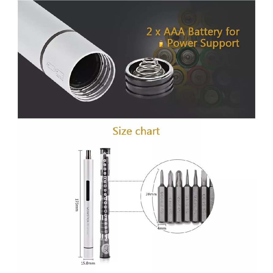WOWSTICK TRY - Electric Cordless Screwdriver 20 in 1 - Obeng Elektrik dengan 20 Mata Obeng