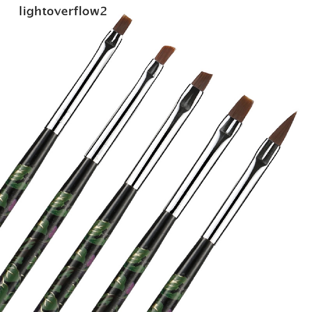 (lightoverflow2) 5pcs / Set Kuas Nail Art UV Gel Flat Builder