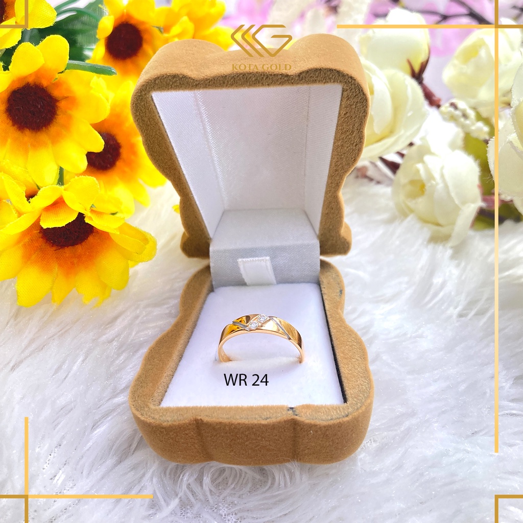 CINCIN KAWIN EMAS ASLI KADAR 700 ATAU 16K CINCIN NIKAH TUNANGAN KOMBINASI SILANG SERI WR 24