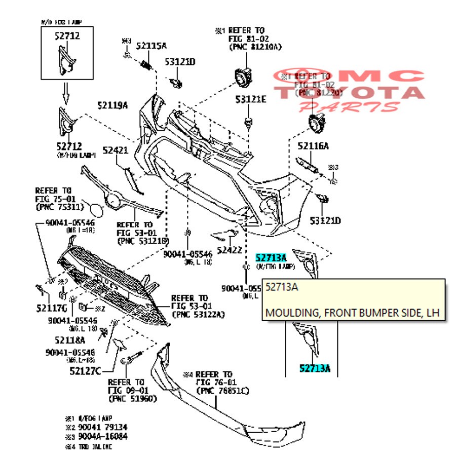 Garnish Cover Tutup Fog Lamp Foglamp Kiri Agya Ayla New 52713-BZ460