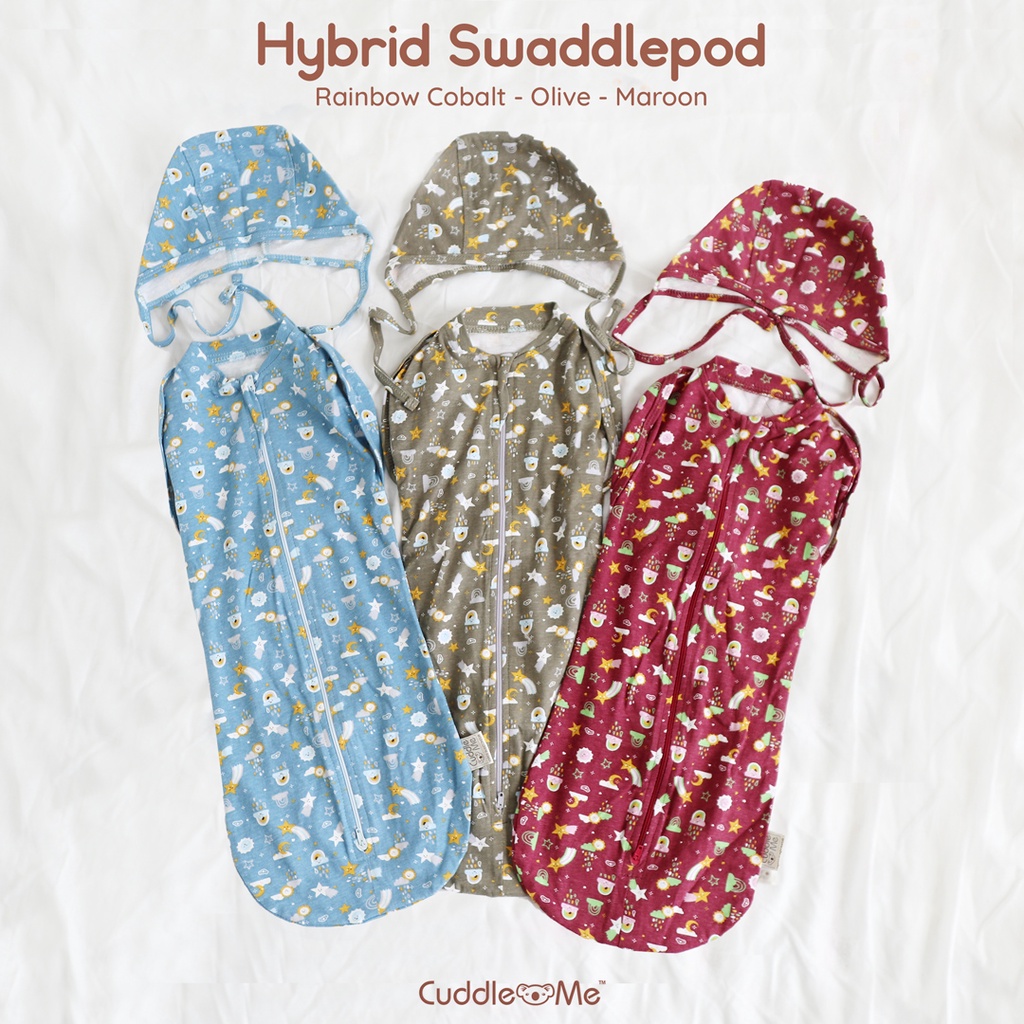 Cuddle Me Hybrid Baby SwaddlePod Bedong Bayi Instan Modern Praktis Swaddle Topi Original Cuddleme