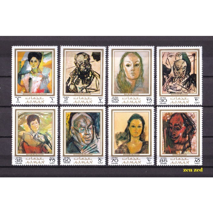 

0675 Perangko Ajman 1971 Paintings 8v Unused