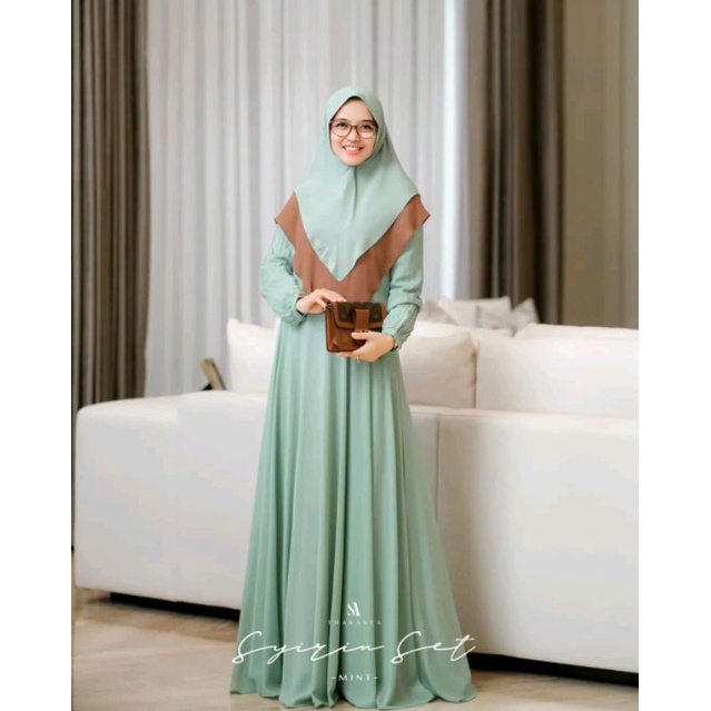 Gamis Syirin Set Princess cut shape (Cutting dress) ( Dress + Khimar) Original by Shararea