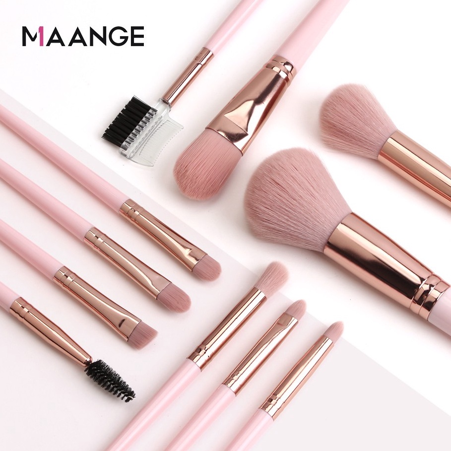 MAANGE Brush Kit 11Pcs Brush Make Up Set Cocok Untuk Pemula Make Up Bedak Kosmetik Aksesoris Kuas Blush On 5862