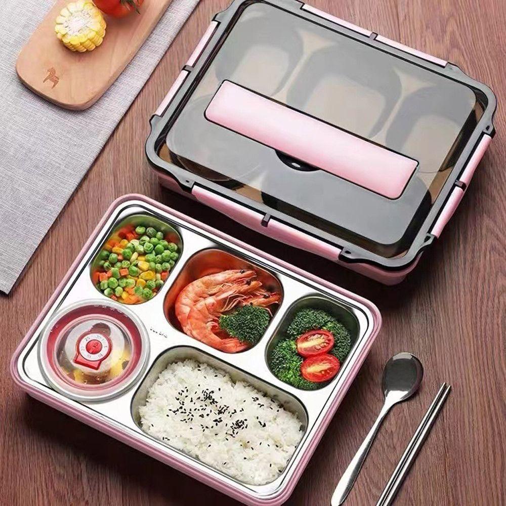 R-FLOWER Kotak Makan Insulasi Mudah Dibawa Thermal Insulation Square Work Lunch Box