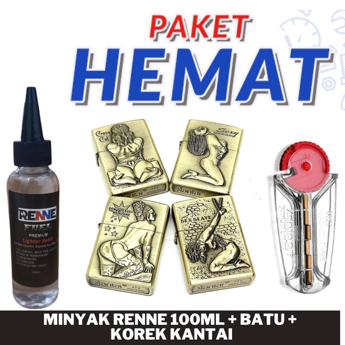 PAKET KOMPLIT KOREK API KANTAI GOLD MOTIF CEWE [JK 3303] PLUS MINYAK 100ML + BATU - RANDOM MOTIF