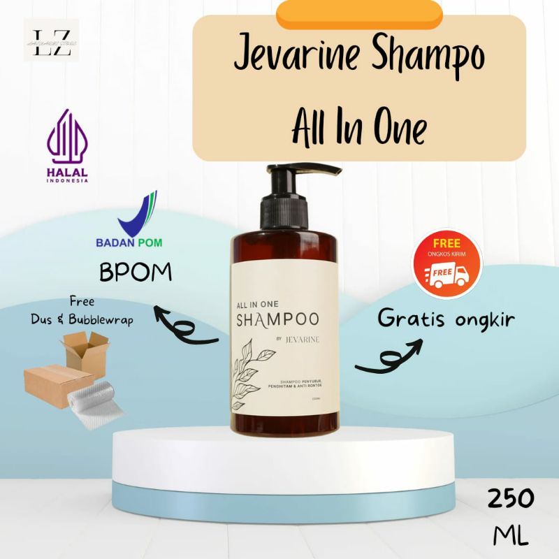 (TERMURAH + COD)JEVARINE Shampoo Anti Rambut Rontok, Botak, Penghitam dan Anti Ketombe All In One, Shampo Menyembuhkan Kebotakan Kerontokan Parah Pria dan Wanita, Ketombe Parah- Lazuardi Store