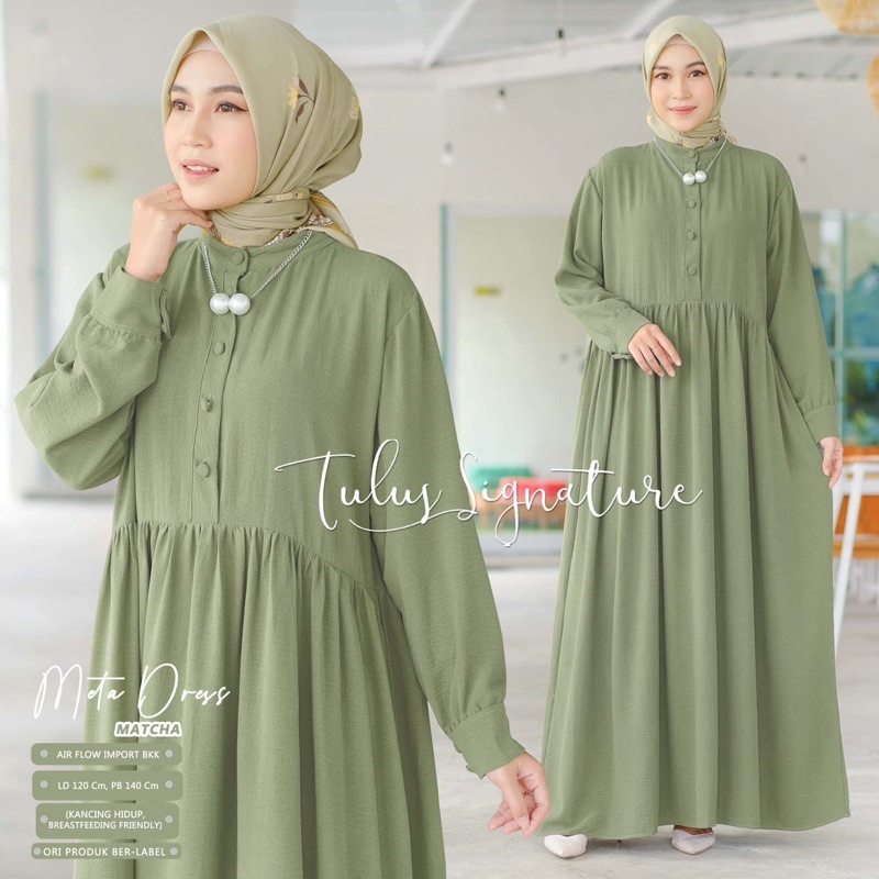 DRESS CRINKLE AIRFLOW - DRESS MATCHA - META DRESS BY TULUS