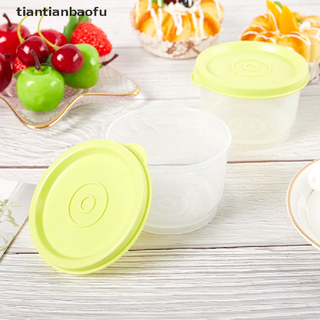 (Tianbaofu) Wadah Penyimpanan Makanan Bulat 160ml Bahan Plastik Transparan Dengan Tutup