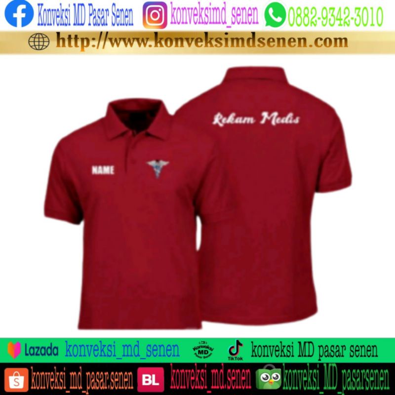 Kaos polo shirt rekam medis/kaos polo shirt rekam medis/kaos polo shirt perawat full bordir